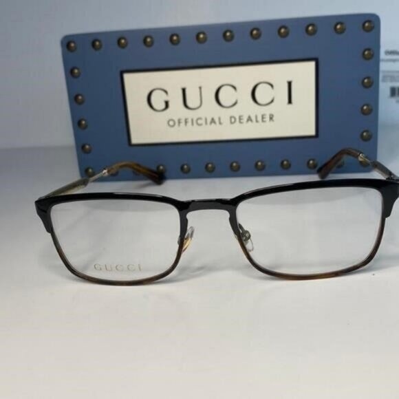 New - Gucci Eyeglasses GG0135O 004 52mm Black on Havana / Demo Lens - Picture 9 of 12